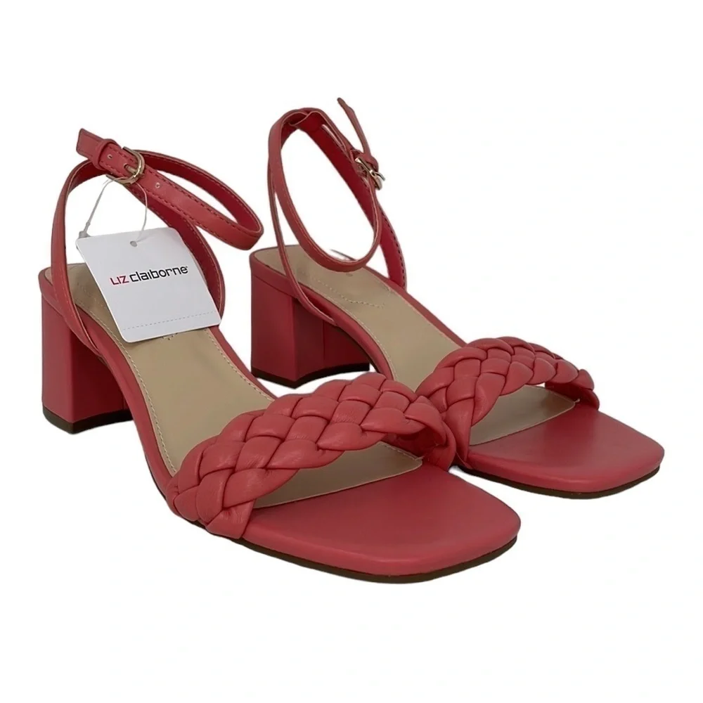 LIZ CLAIBORNE SANDALS NWT Pink Open Toes Strappy Braided 9.5 9 1/2